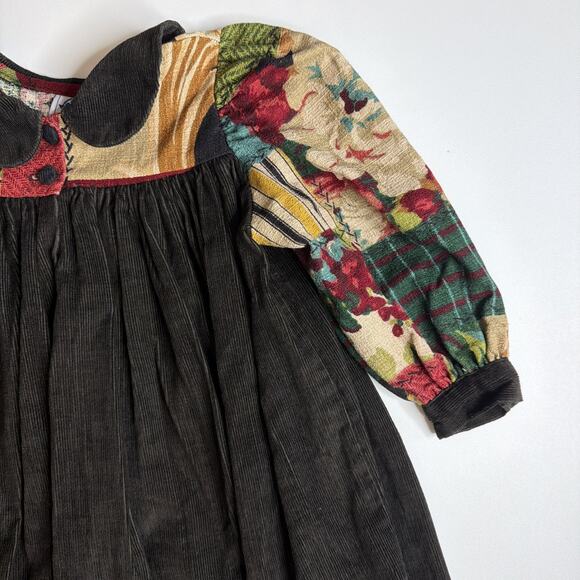 Vintage Traditions Pamela Kline Girls Dress Size 3T Corduroy Floral Cottagecore - Picture 5 of 13